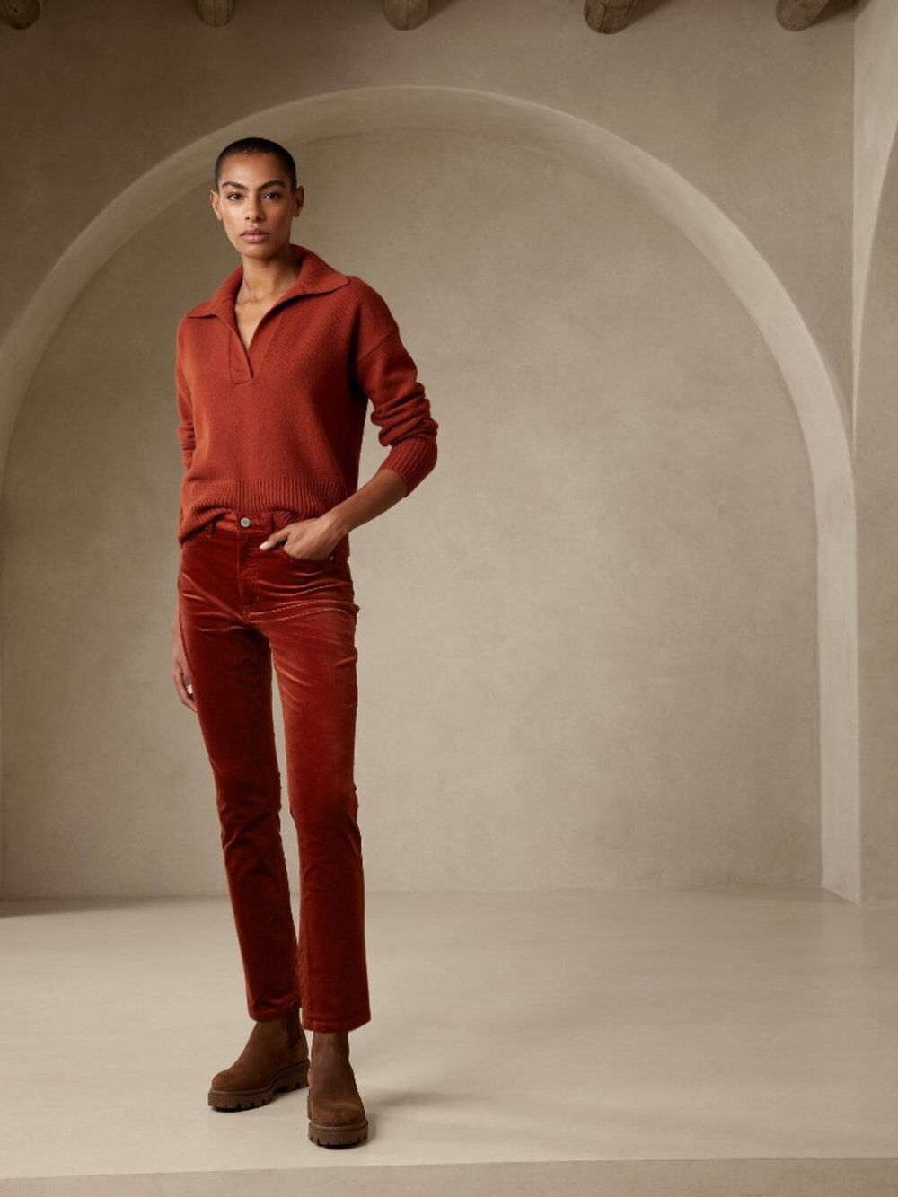 Banana Republic Rust Red Straight-Leg Corduroy Jeans